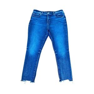 Express Cropped Skinny Jeans‎ Size 14/L Mid Rise Hyper Stretch Blue Denim